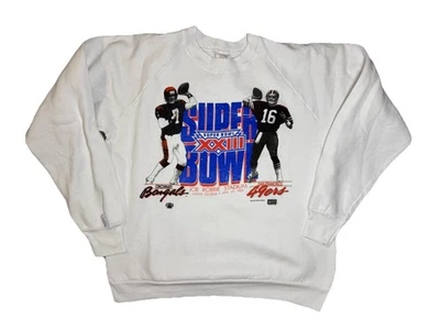 Vintage Super Bowl 33 1989 Crewneck White Size  Large Salem Tag Single Stitch - Image 1 of 4