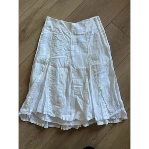 Ted Baker White Linen Blend Pleated Midi Skirt Womens Size Small Casual Summer - Picture 1 of 7