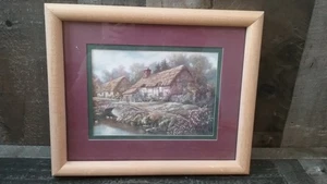 Hand Signed Carl Valente Canvas Replica “Wishford Family Cottage” 11"x9" - Picture 1 of 4