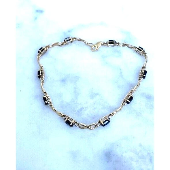 黄金 ONYX 和钻石网球手链天空 — 第 1/4 张图片