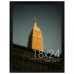18x24 Black Solid Wood Frame with Real Glass Horizontal or Vertical Gallery Wall - Picture 1 of 9