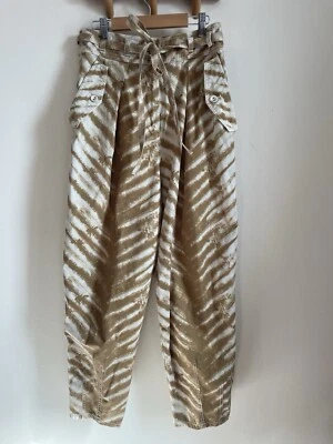 Ulla Johnson tie dyed animal print pants cotton twill size 4 high waisted - Image 1 of 4