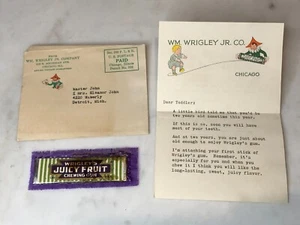1938 Wrigley Juicy Fruit Crewing Kaugummibrief & Probe für 2 Jahre altes Kleinkind - Bild 1 von 6