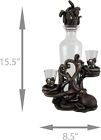 Ensemble décanteur de finition bronze décoratif pieuvre statue et verre créature cthulhu