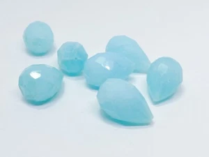 Blue opal faceted teardrop beads 18x22mm. Natural blue opal gemstone. DIY beads - Picture 1 of 6