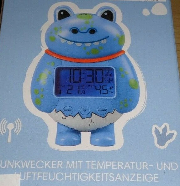 Kinder Funkwecker "KROKODIL" mit Temperatur und Luftfeuchtigkeit,NEU! - Bild 1 von 1