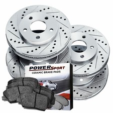 Brake Rotors [FRONT+REAR KIT] POWERSPORT *DRILLED SLOTTED* + METALLIC PADS M116