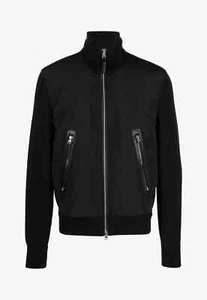 $3,790 Tom Ford Men's Black Ribbed Wool and Shell Zip-Up Cardigan szEU50 - Picture 1 of 8