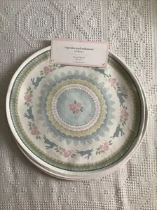 Cupcakes & Cashmere Set 4 Easter Bunny 17" Round Cotton Placemats Spring Floral - Picture 1 of 6