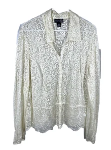 Venezia Ivory Long Sleeve Lace Top Blouse Plus Size 18 20 Cottage Core Y2K Cream - Picture 1 of 6