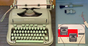 HERMES 3000 Vintage Antique Typewriter 1960s Complete Set Case, Brushes, Manual