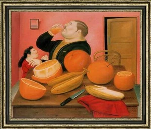Hand-painted Oil painting Reproduction Fernando Botero fat man dinner on canvas - Picture 1 of 2