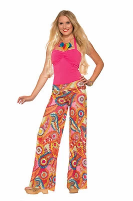Adulto Hippie Go Go Años 60 70 Mod Paisley Yoga Pantalones Disco Disfraz Foto 1 de 2