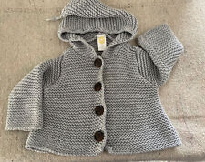 STEM Baby Organic Cotton Gray Hooded Cardigan Sweater Sz 3 Month