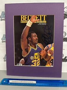 KARL MALONE SIGNED AUTOGRAPHED MATTED BASKETBALL MAGAZINE 11X14 BECKETT BAS COA - Picture 1 of 5