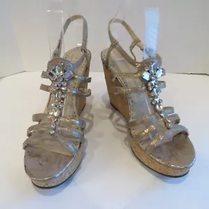 Adrienne Vittadini Sexy Sparkling Evening Shoes US size 9.5 Wedges Platform - Imagen 1 de 12