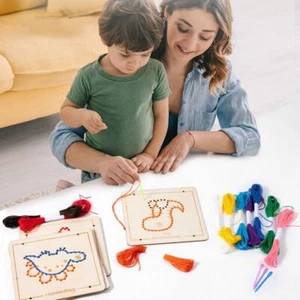 Handgemacht Kinder-DIY-Threading-Board Sinnes Gewinde Spielzeug - Bild 1 von 6