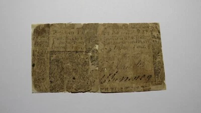 1763 Eighteen Pence New Jersey NJ Colonial Currency Note Bill! RARE ISSUE 18d - Image 1 of 2