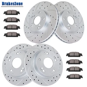 Front and Rear Brake Rotors Pads Kit for Honda Accord 2008-2017 Slotted Drilled - Picture 1 of 7
