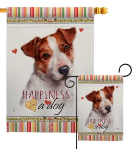 Jack Russell Terrier Happiness Garden Flag Animals Dog Decorative Yard Banner - Picture 1 of 13
