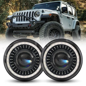 7" Inch Round LED Headlights W/DRL & Amber Turn For Jeep Wrangler JK TJ LJ CJ - Picture 1 of 12