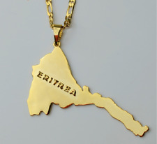 Big Map Of Eritrea Country Name Gold East Africa Unisex Chain Pendant Necklace