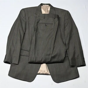 Vtg Joseph Abboud 42S 36x29 Brown Check 100% Wool Mens Jacket Pants Suit - Picture 1 of 12