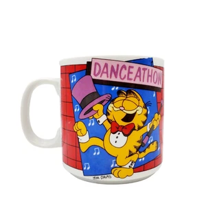 Taza de café de cerámica divertida vintage Enesco Garfield "Danceathon" - Imagen 1 de 6