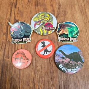 Bundle of x6 Pin Badges - 1990s Original Jurassic Park + Other Dinosaur Badges - Picture 1 of 8