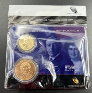 2013 Woodrow & Edith Wilson First Spouse $1 Presidential Coin & Medal Set OGP - Picture 1 of 9