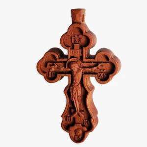 Handgefertigt orthodox geschnitztes hölzernes Kreuz Kruzifix Christentum Jesus Christus & Seile - Bild 1 von 12