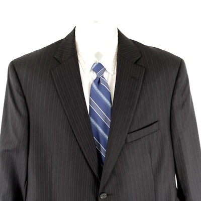 Loro Piana Cremieux Super 130s Wool Black Striped 2 Button Suit Jacket 42R / 44R - Image 1 of 4