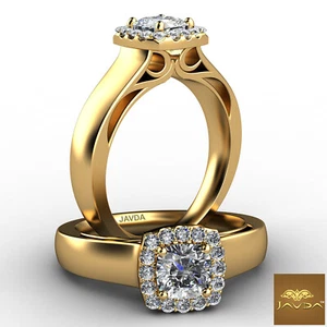 Filigraner Halo-Verlobungsring gepolsterter Diamant Schaft französisch pave GIA F VS1 0,70 kt - Bild 1 von 4