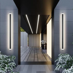 3000K Long Strip Wall Light Sconce Exterior Modern Black Sconce Indoor LED Lamp - Picture 1 of 27