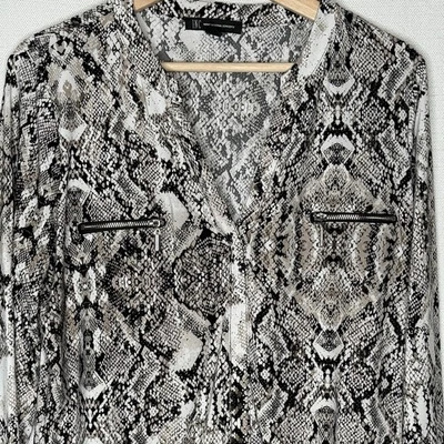 INC International Concepts Snakeskin Print Long Sleeve Shirt Stretch Womens L - Image 1 of 4