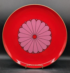 Mid Century Modern CTO Japan Melamine Plate with Flower Motif, Red With Purple - Picture 1 of 10