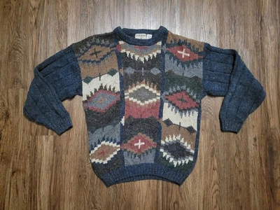Vintage High Sierra Wool Blend Knit Sweater Sz L Western Aztec Pattern - Image 1 of 4