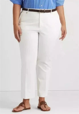 NWT Ralph Lauren 16W Plus Size Stretch Cotton Ankle Pants Trousers White 128119 - Image 1 of 4