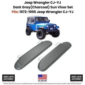 Dark Gray Sun Visors for Jeep CJ YJ 72-95 Wrangler | USA Built | Pair - Picture 1 of 6