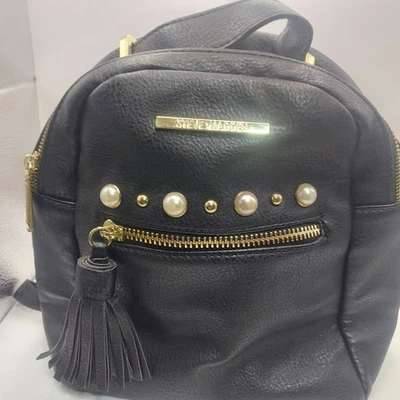 Steve Madden Negro Mini Mochila Cartera Tachonada Imitación Cuero Bolso de Moda Foto 1 de 4