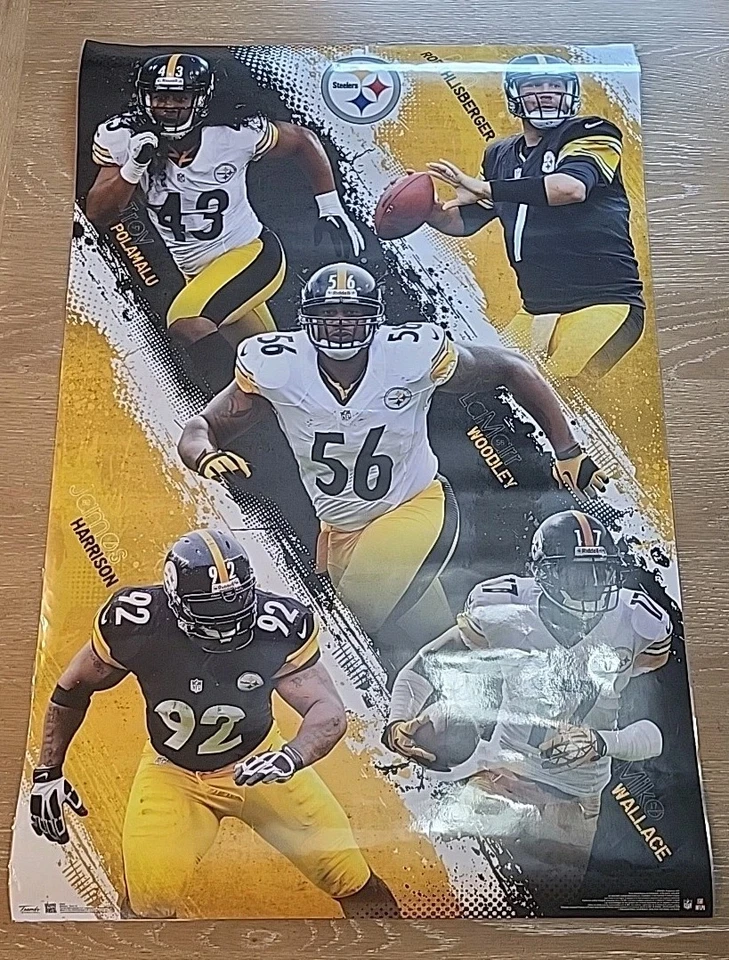 PITTSBURGH STEELERS 2012 22x34 Vintage POSTER Ben Roethlisberger, Troy Polamalu+ - Image 1 of 4