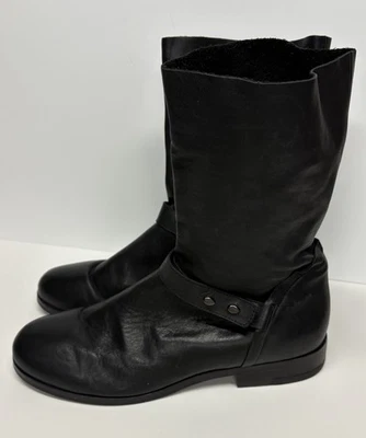 Botas de moto Eileen Fisher de cuero negras para mujer talla 9,5 Foto 1 de 4