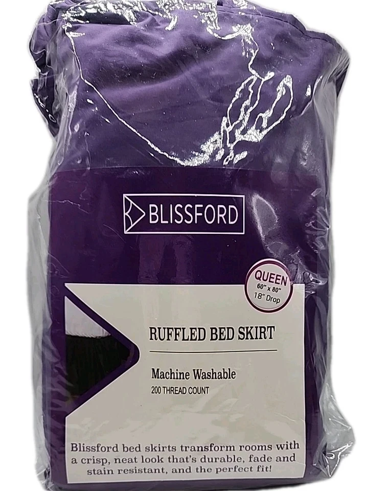 Falda de cama Blissford púrpura con volantes talla queen 60" x 80" 18" caída  Foto 1 de 4