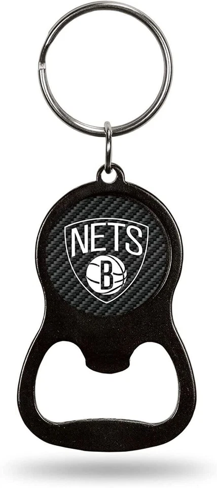 Brooklyn Nets Premium Solid Metal Keychain Bottle Opener, Carbon Fiber Design - Image 1 of 1