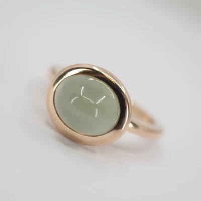 AMICI BY AL CORO RING IN 750/-ROTGOLD PREHNIT CABOCHON ca. 4,10 KARAT RW:52 - Bild 1 von 4