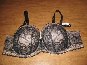 TORRID CURVE PUSH UP TRÄGERLOSER BH FLUER SPITZE SCHWARZ 46C - Bild 1 von 4