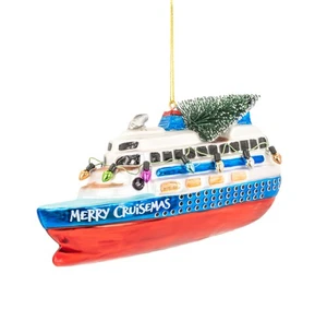 Baumschmuck Kreuzfahrtschiff "Merry Cruisemas" mit Tanne - Baumkugel Kreuzfahrt  - Bild 1 von 1