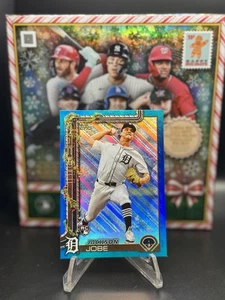 2025 Topps Holiday Jackson Jobe  Blue Foil Glitter SP Parallel RC Rookie - Picture 1 of 2