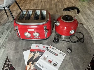 Red Haden Retro Toaster And Kettle Set, In Vgc - Picture 1 of 7