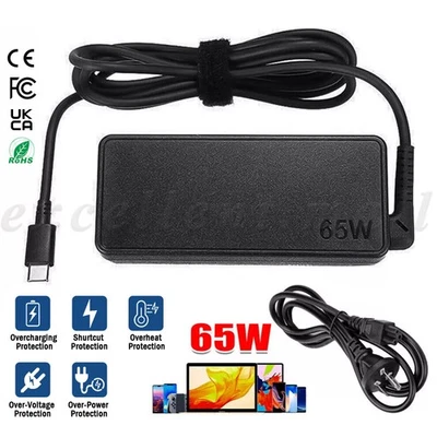 USB Type-C Adapter Laptop Charger Power 65W For Lenovo ThinkPad Acer Dell HP AU - image 1 of 4